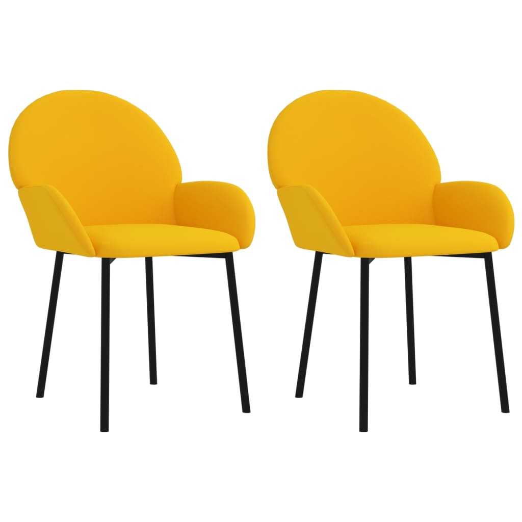 Dining chairs 2 pcs. Yellow velvet