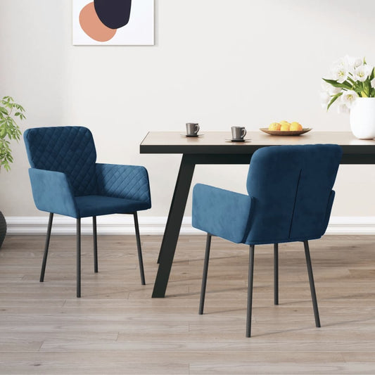 Dining chairs 2 pcs. Blue velvet