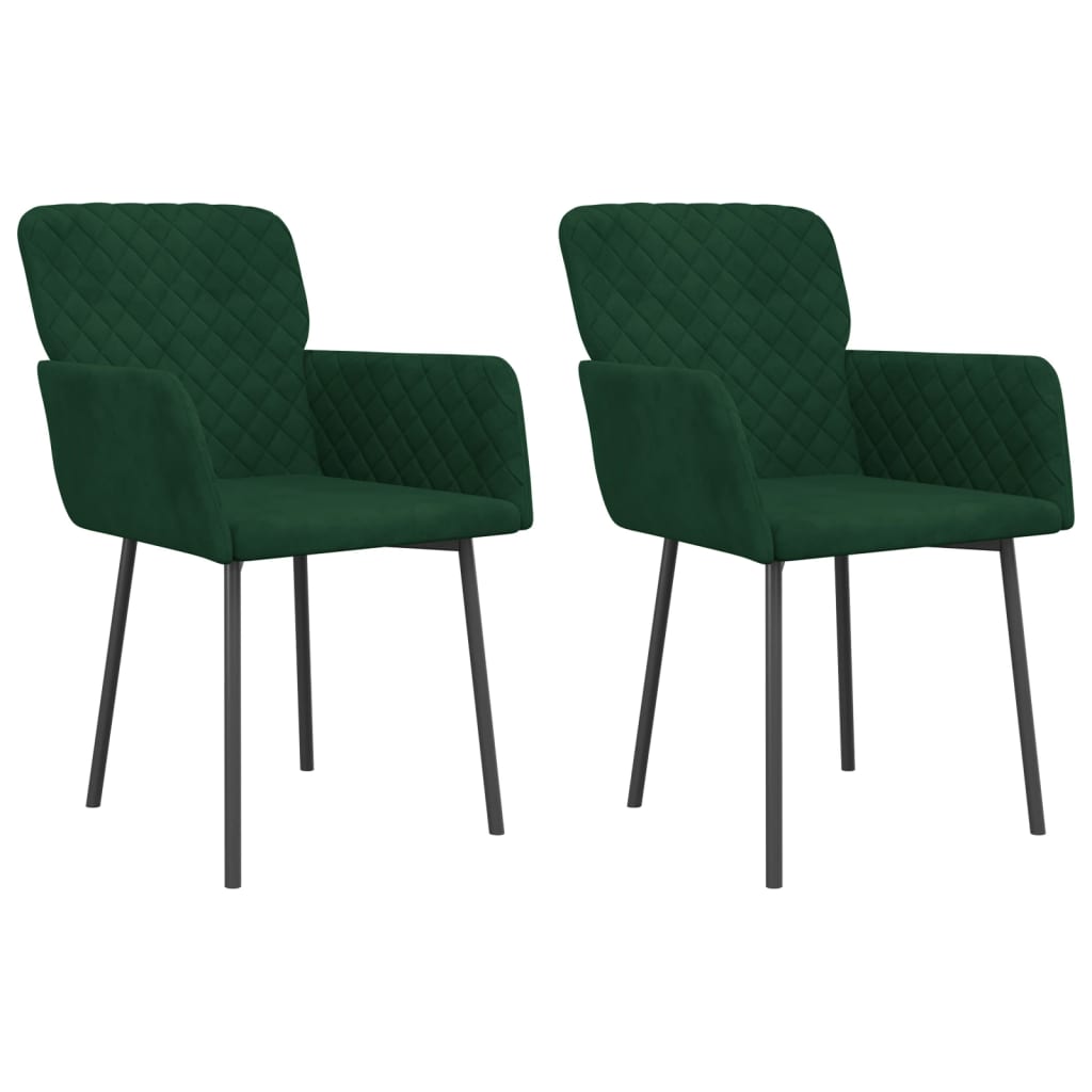 Dining chairs 2 pcs. Dark green velvet