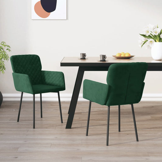Dining chairs 2 pcs. Dark green velvet