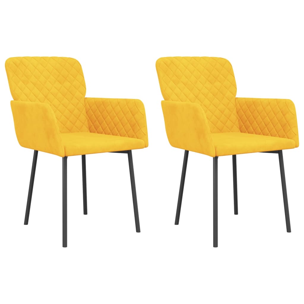 Dining chairs 2 pcs. Yellow velvet
