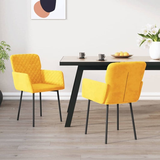 Dining chairs 2 pcs. Yellow velvet