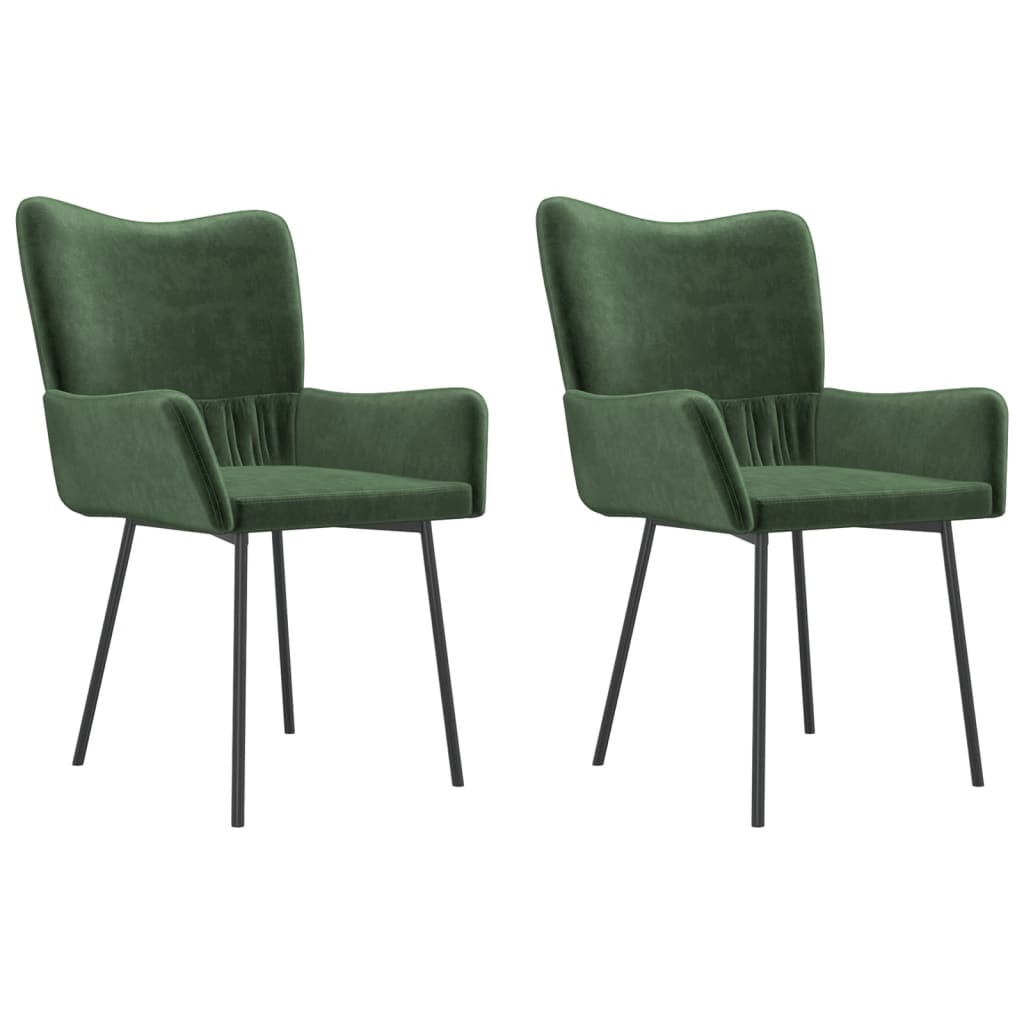 Dining chairs 2 pcs. Dark green velvet