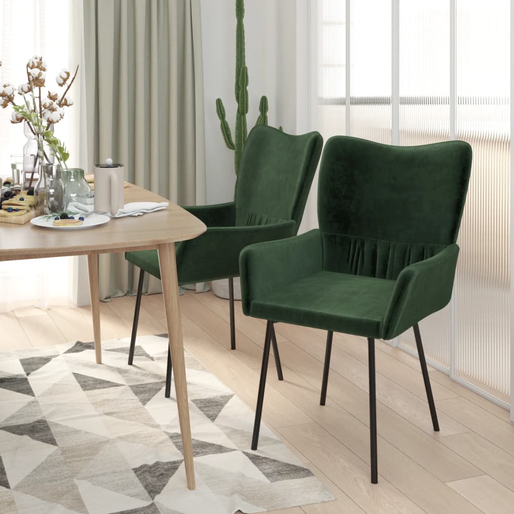 Dining chairs 2 pcs. Dark green velvet