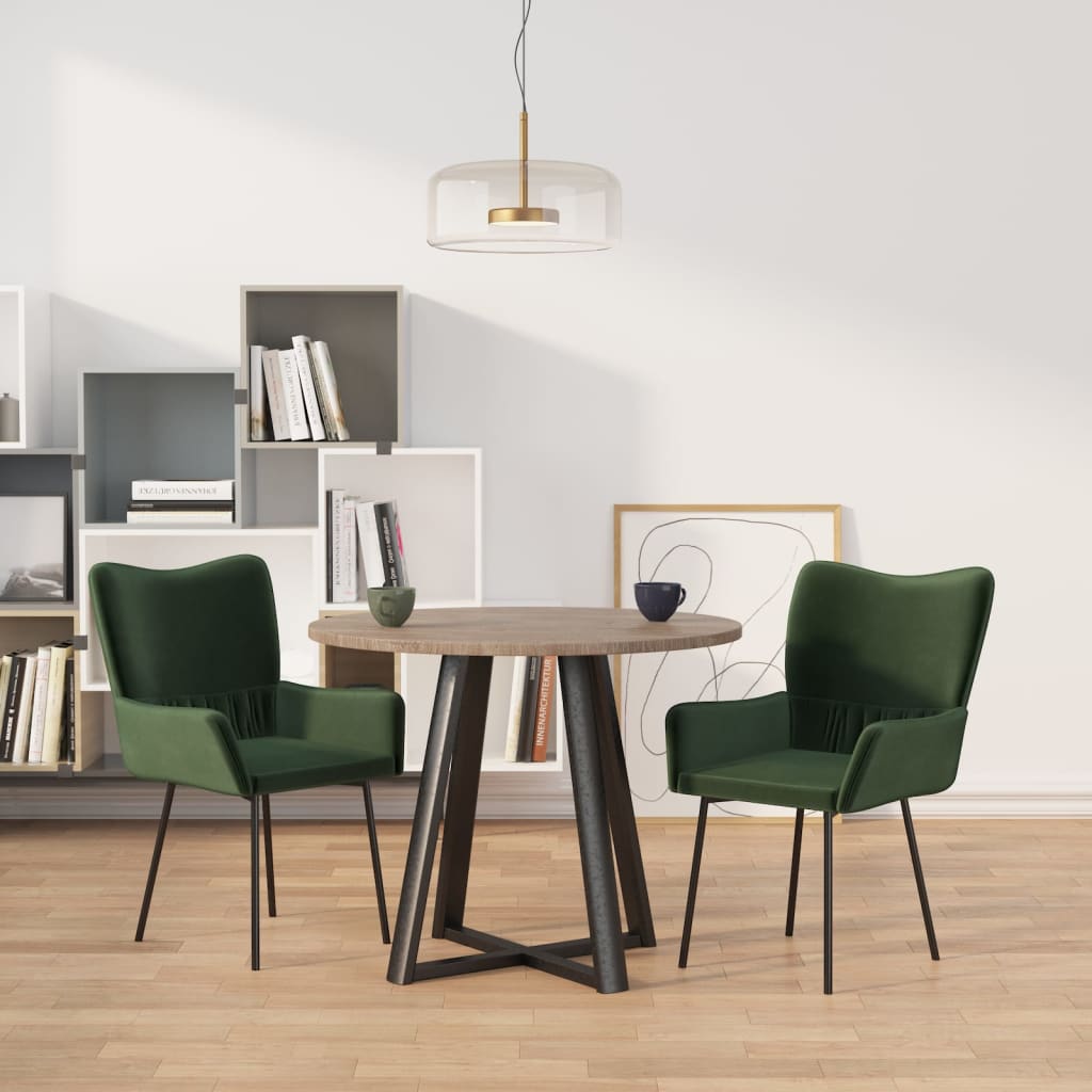 Dining chairs 2 pcs. Dark green velvet