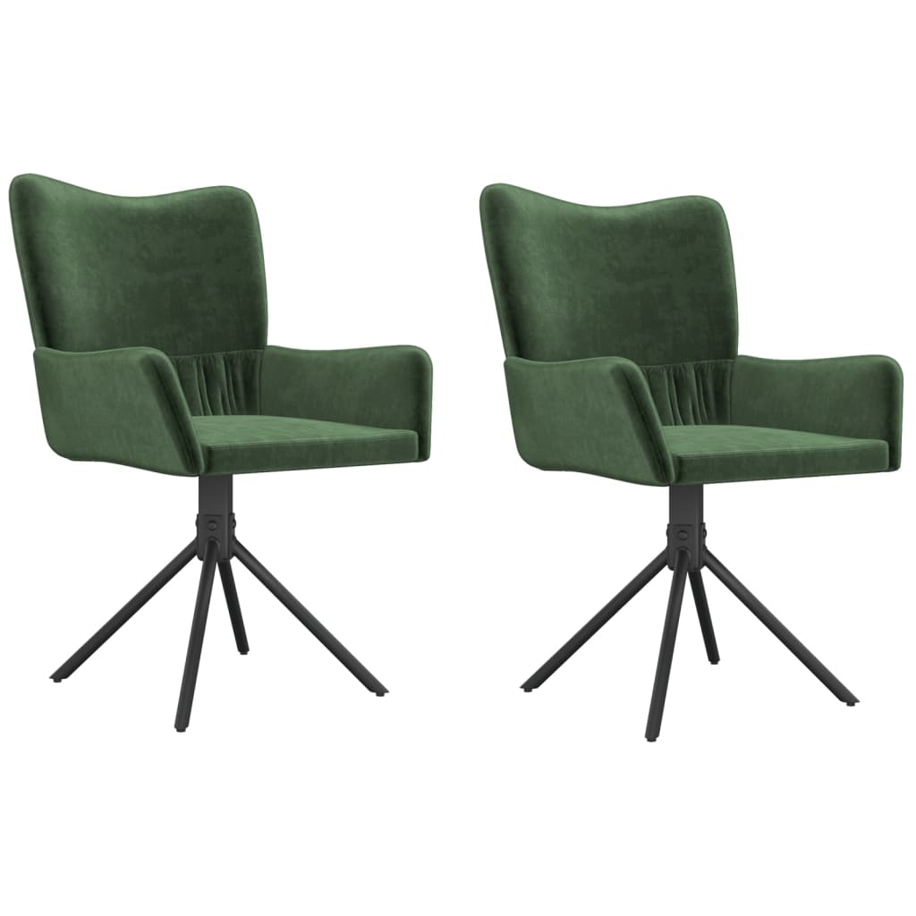 Dining Chairs 2 pcs. Swivel Dark Green Velvet