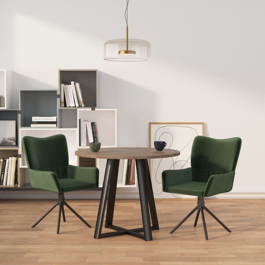Dining Chairs 2 pcs. Swivel Dark Green Velvet