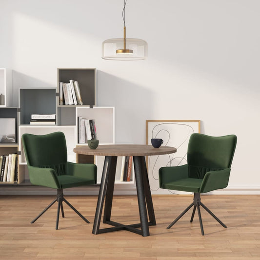 Dining Chairs 2 pcs. Swivel Dark Green Velvet