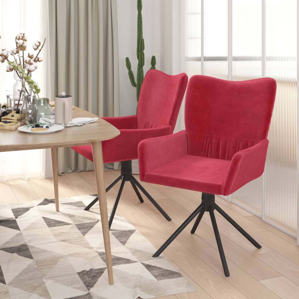 Dining Chairs 2 pcs. Swivel Wine Red Velvet