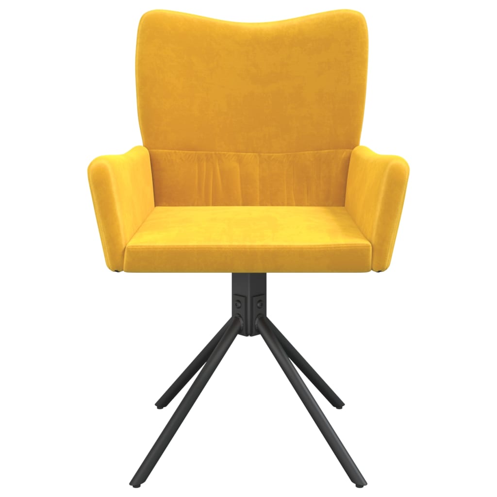 Dining Chairs 2 pcs. Swivel Yellow Velvet