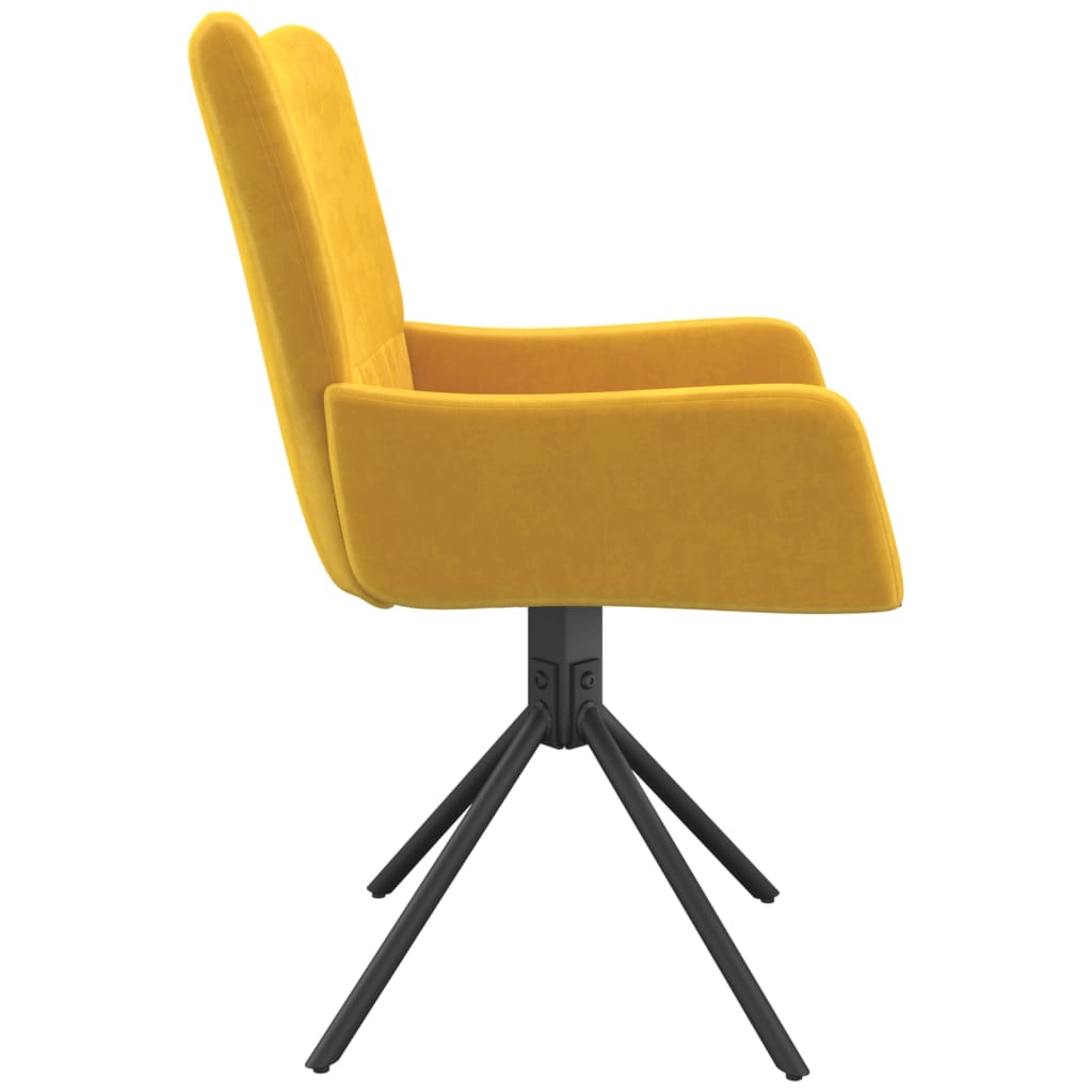 Dining Chairs 2 pcs. Swivel Yellow Velvet