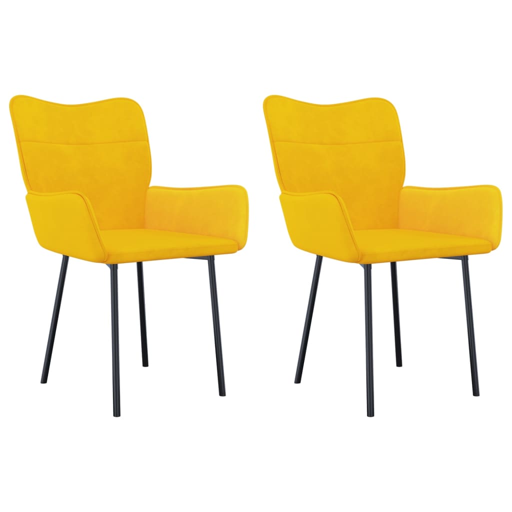 Dining chairs 2 pcs. Yellow velvet