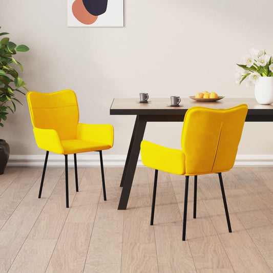 Dining chairs 2 pcs. Yellow velvet