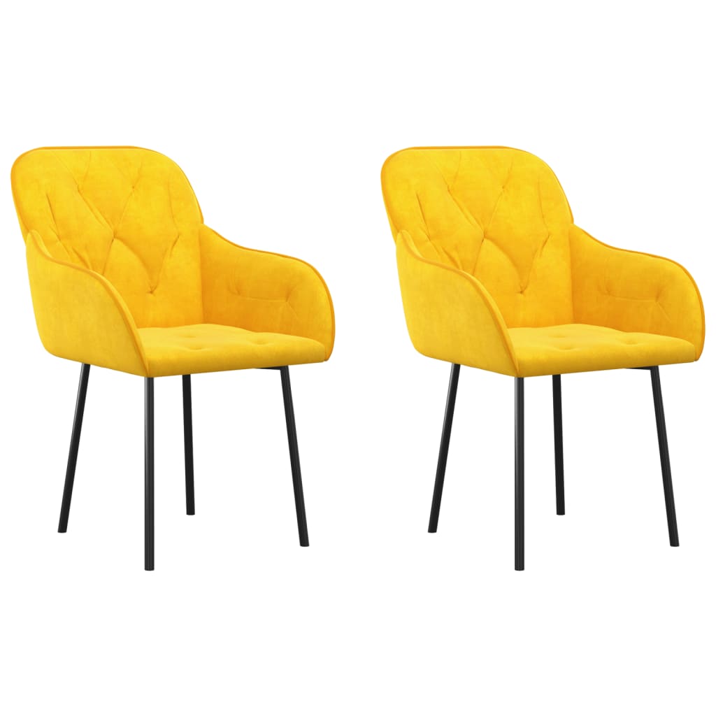 Dining chairs 2 pcs. Yellow velvet