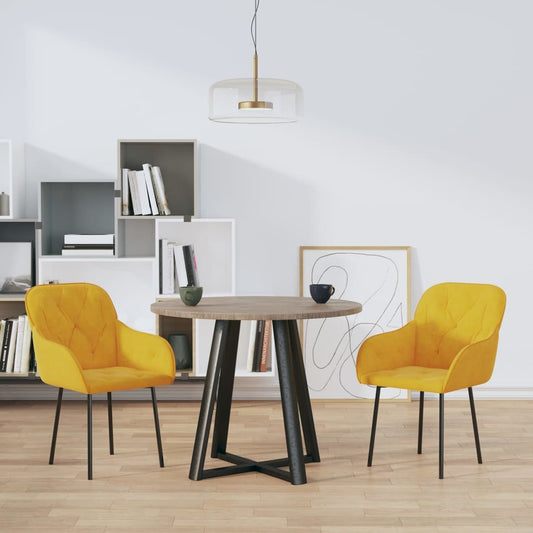 Dining chairs 2 pcs. Yellow velvet