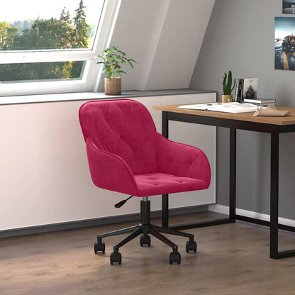 Bürostuhl Drehbar Weinrot Samt