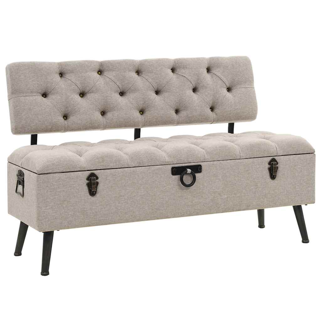 Aufbewahrungsbank mit Rückenlehne 110 cm Creme Stoff
