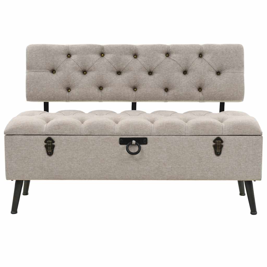 Aufbewahrungsbank mit Rückenlehne 110 cm Creme Stoff