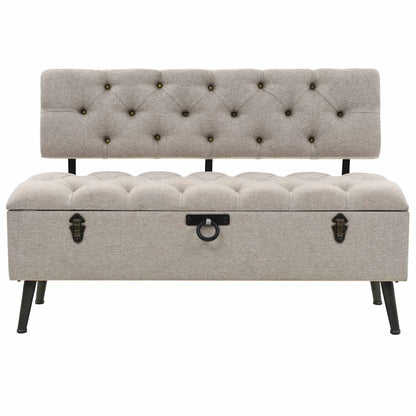 Aufbewahrungsbank mit Rückenlehne 110 cm Creme Stoff