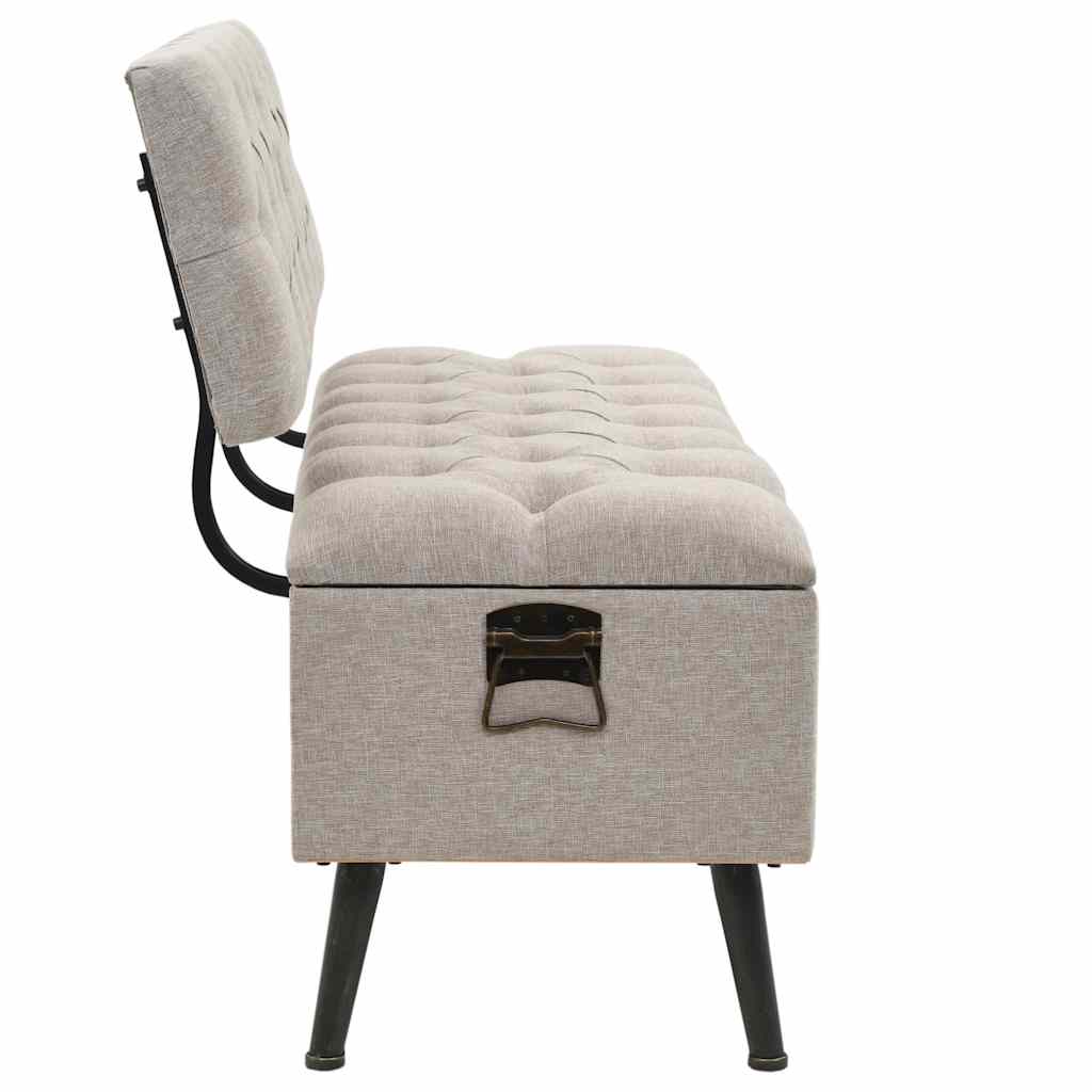Aufbewahrungsbank mit Rückenlehne 110 cm Creme Stoff