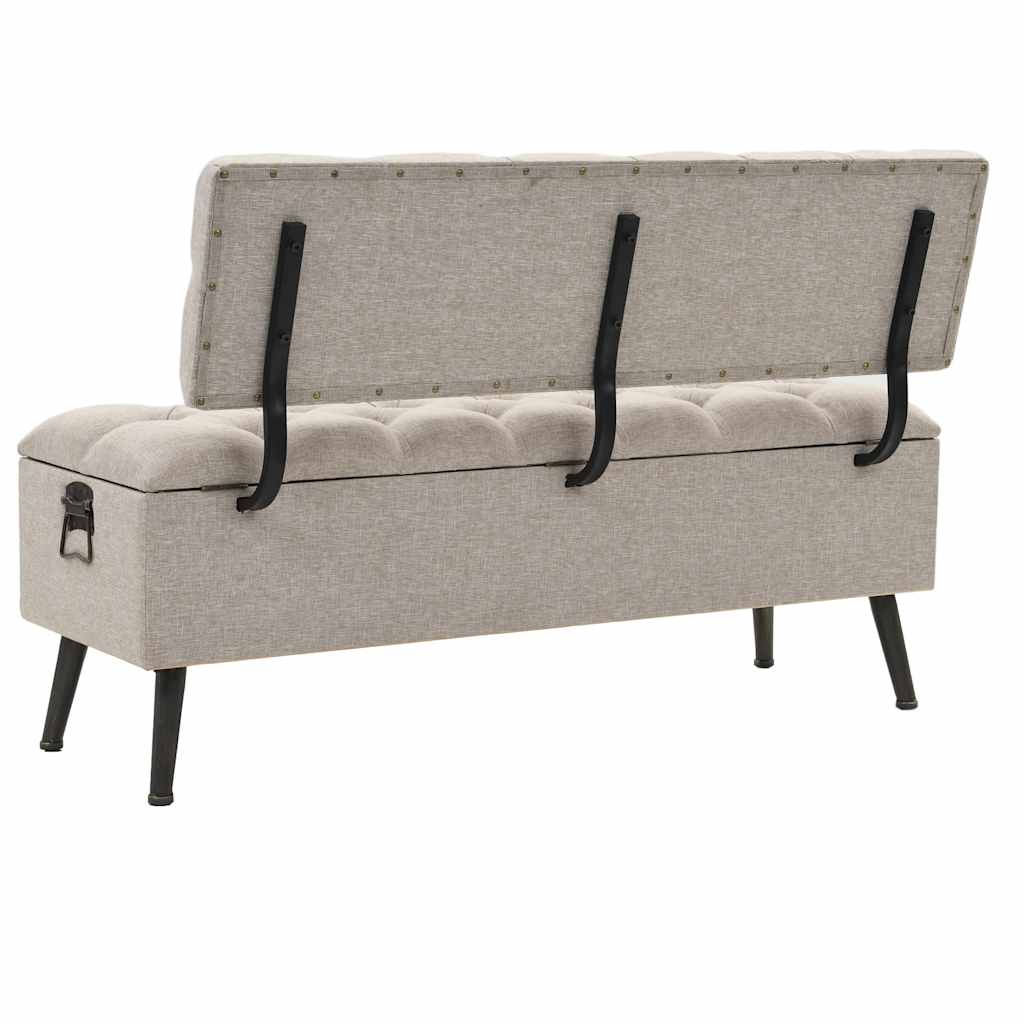 Aufbewahrungsbank mit Rückenlehne 110 cm Creme Stoff