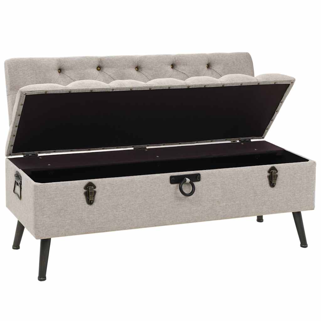 Aufbewahrungsbank mit Rückenlehne 110 cm Creme Stoff