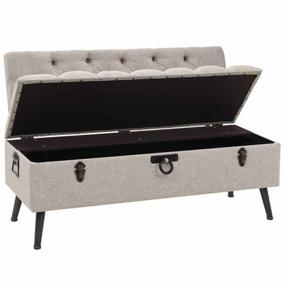 Aufbewahrungsbank mit Rückenlehne 110 cm Creme Stoff