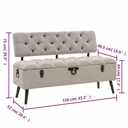 Aufbewahrungsbank mit Rückenlehne 110 cm Creme Stoff