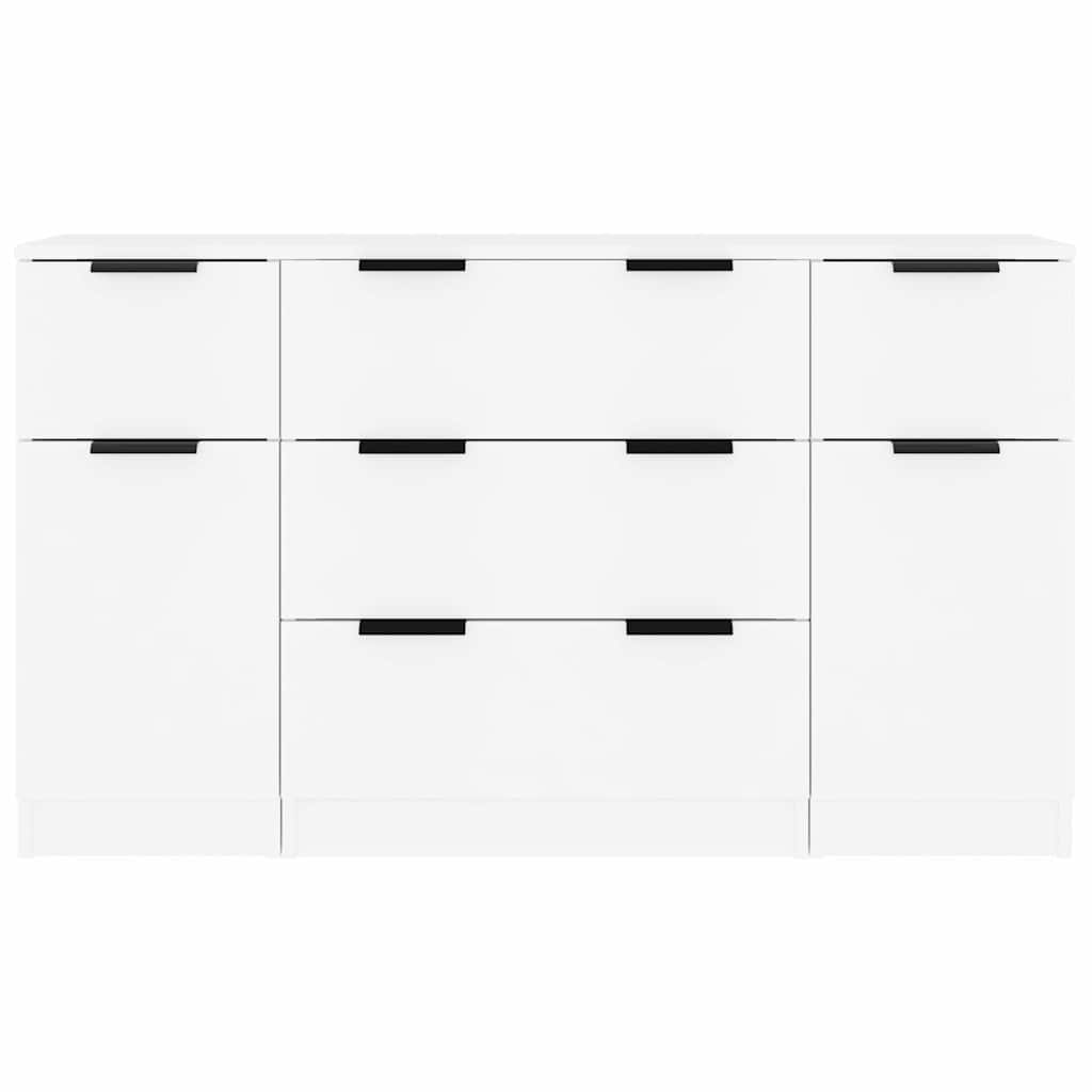 3-tlg. Sideboard-Set Weiß Holzwerkstoff