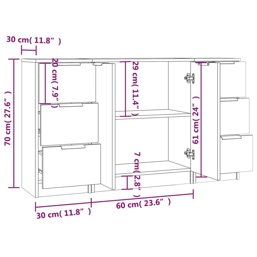 Sideboards 3 Stk. Weiß Holzwerkstoff