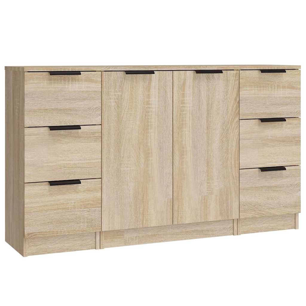 Sideboards 3 Stk. Sonoma-Eiche Holzwerkstoff