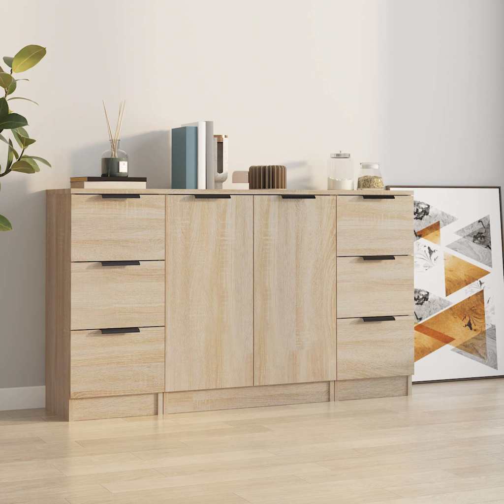 Sideboards 3 Stk. Sonoma-Eiche Holzwerkstoff