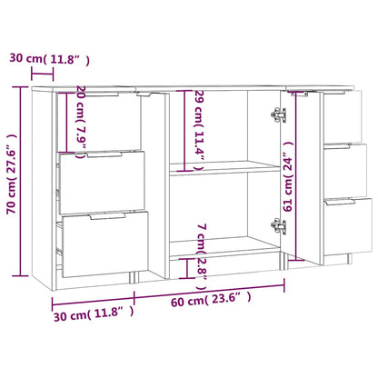 Sideboards 3 Stk. Grau Sonoma Holzwerkstoff