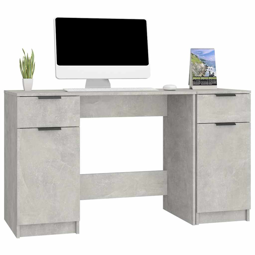 Schreibtisch mit Beistellschrank Betongrau Holzwerkstoff
