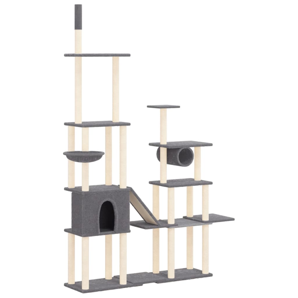 Kratzbaum mit Sisal-Kratzsäulen Dunkelgrau 279 cm