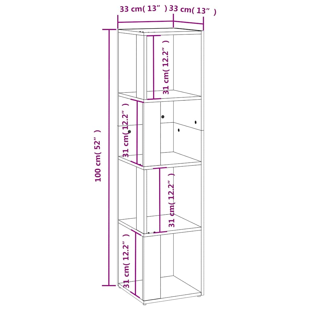 Eckregal Grau Sonoma 33x33x132 cm Holzwerkstoff