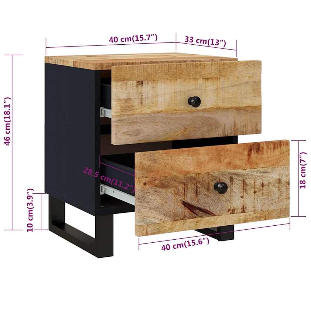 Nachttische 2 Stk. 40x33x46 cm Massivholz Mango
