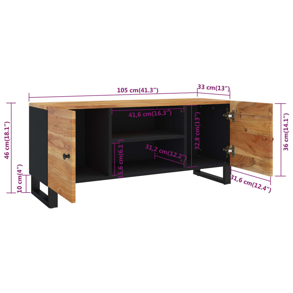 TV-Schrank 105x33x46 cm Massivholz Akazie