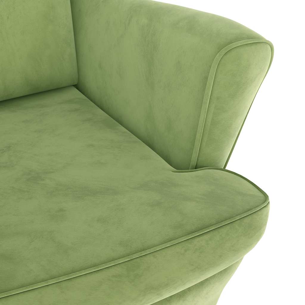 Ohrensessel mit Hocker Hellgrün Samt