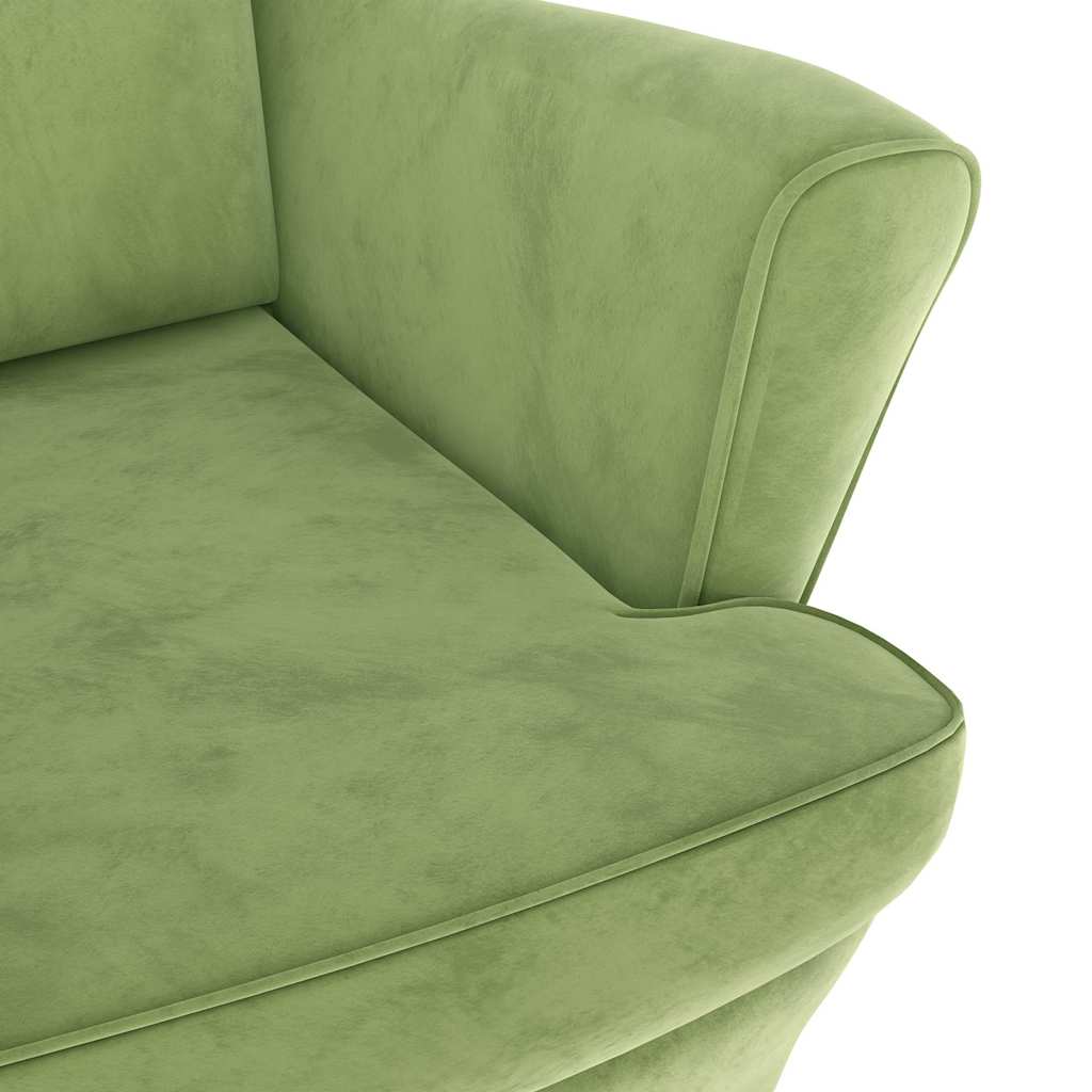 Ohrensessel mit Hocker Hellgrün Samt