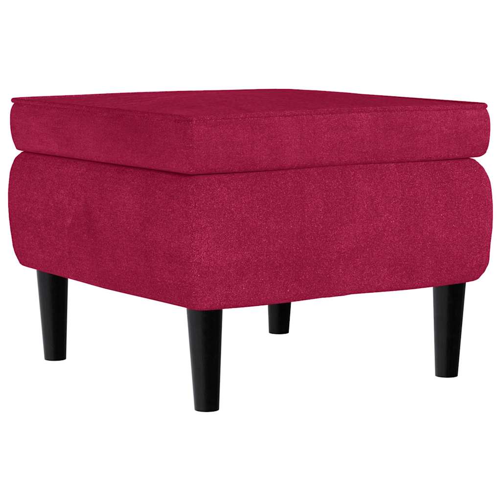 Ohrensessel mit Hocker Weinrot Samt