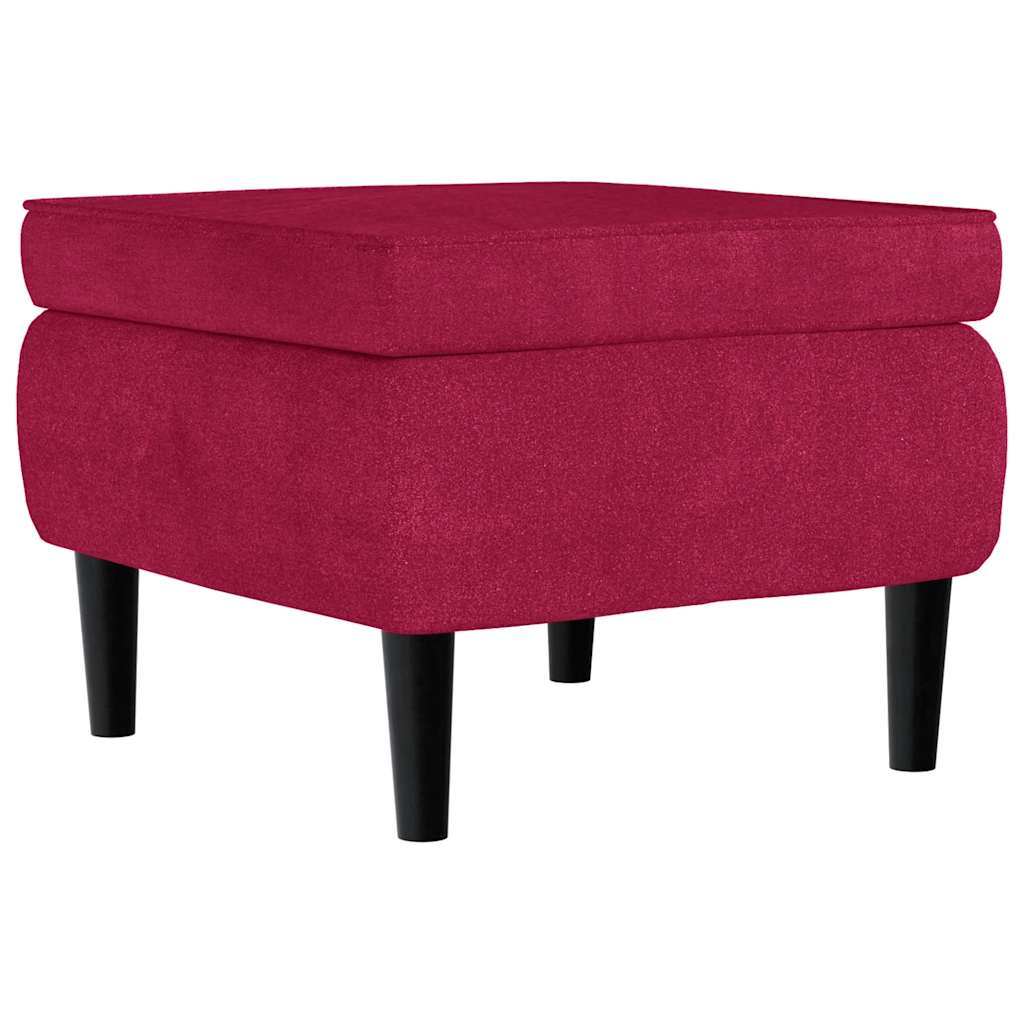 Ohrensessel mit Hocker Weinrot Samt