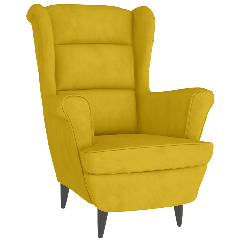 Ohrensessel mit Hocker Senfgelb Samt