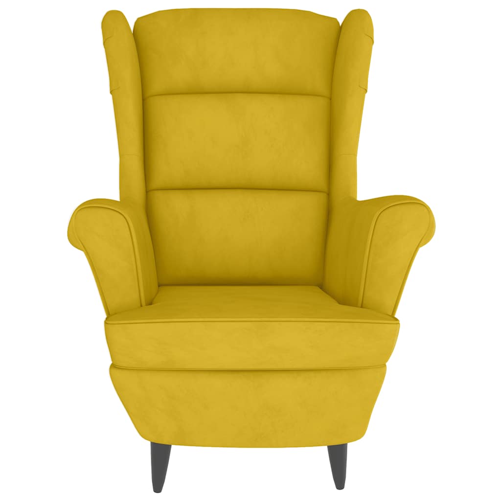 Ohrensessel mit Hocker Senfgelb Samt
