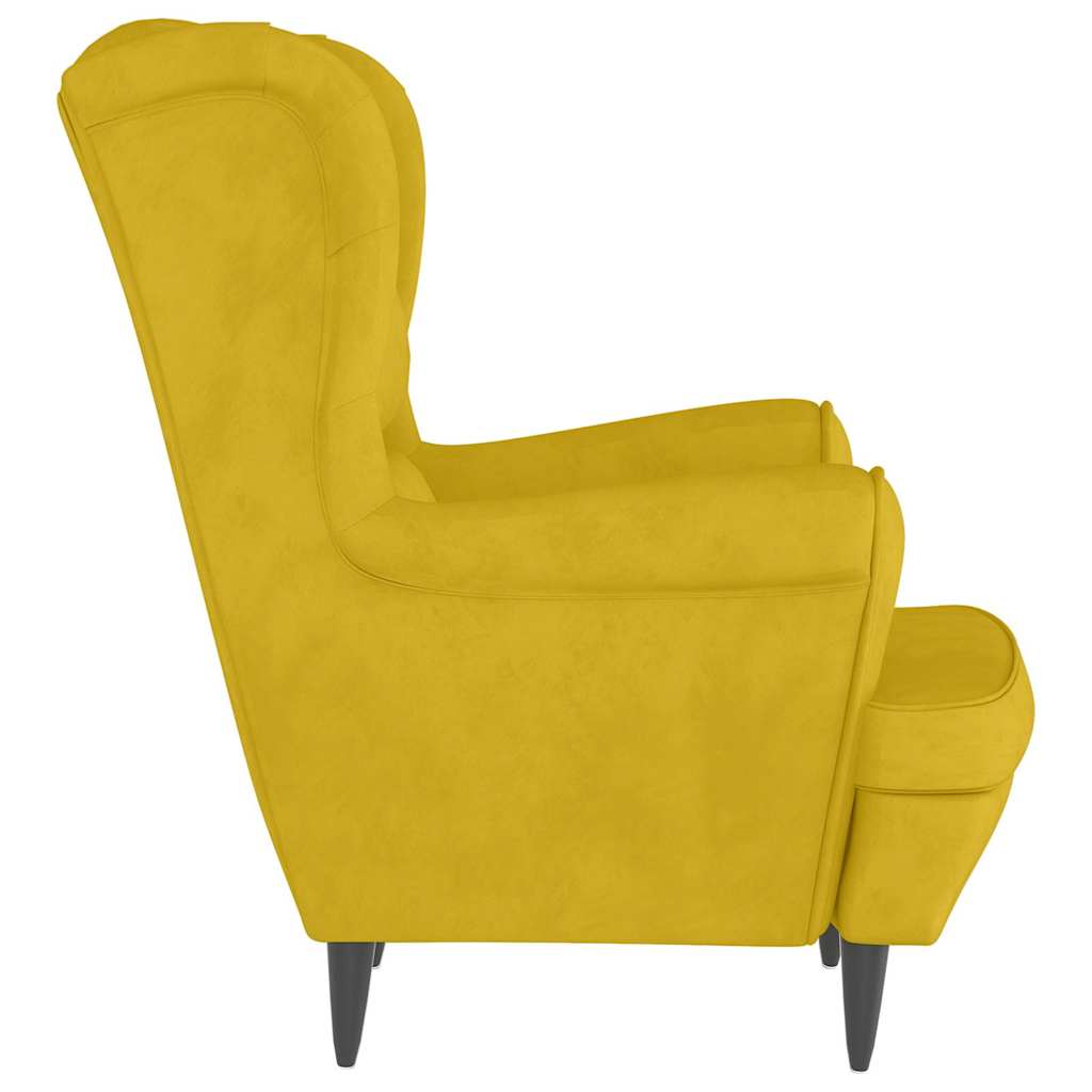 Ohrensessel mit Hocker Senfgelb Samt