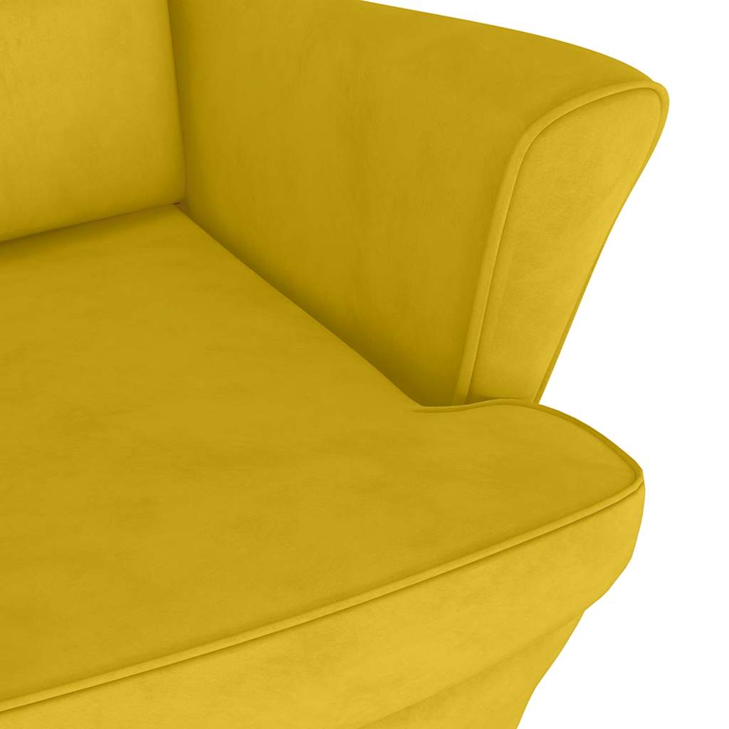 Ohrensessel mit Hocker Senfgelb Samt