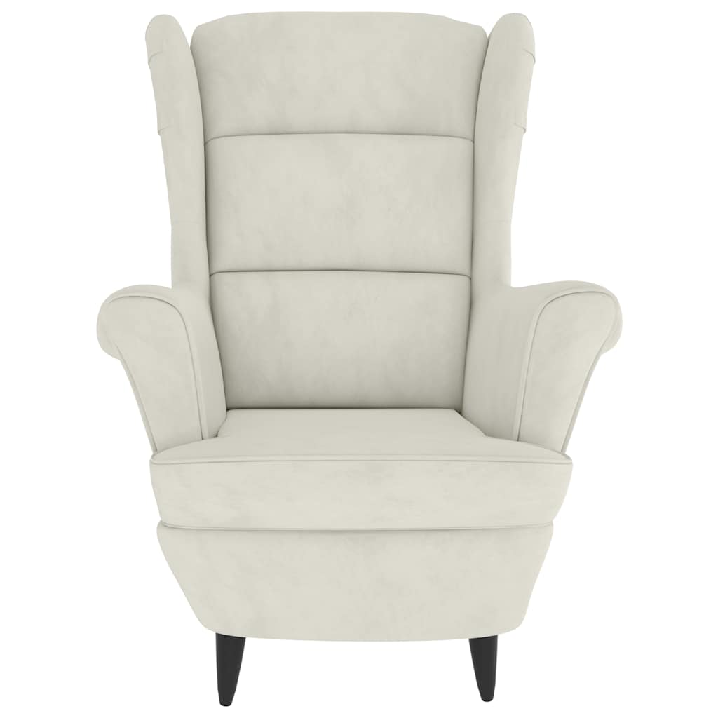 Ohrensessel mit Hocker Creme Samt