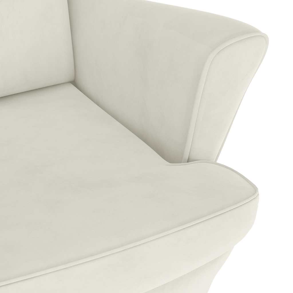 Ohrensessel mit Hocker Creme Samt