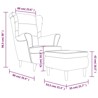 Ohrensessel mit Hocker Creme Samt