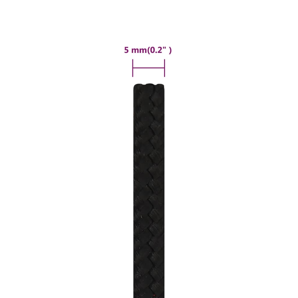 Arbeitsseil Schwarz 5 mm 25 m Polyester